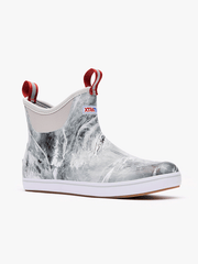 Xtratuf XMAB-MOH Mens Mossy Oak Elements Ankle Deck Boot Black White Camo front and side view. If you need any assistance with this item or the purchase of this item please call us at five six one seven four eight eight eight zero one Monday through Saturday 10:00a.m EST to 8:00 p.m EST