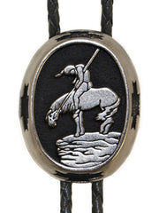 Western Express BT-254 End Of Trail Oval Bolo Tie Black front view close up. If you need any assistance with this item or the purchase of this item please call us at five six one seven four eight eight eight zero one Monday through Saturday 10:00a.m EST to 8:00 p.m EST
