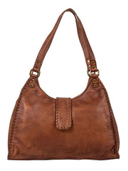 Myra Bag S-8153 Womens Lobeth Accent Leather Bag Brown front view. If you need any assistance with this item or the purchase of this item please call us at five six one seven four eight eight eight zero one Monday through Saturday 10:00a.m EST to 8:00 p.m EST