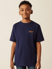 Ariat 10054751 Kids Rough Draw T-Shirt Navy front view. If you need any assistance with this item or the purchase of this item please call us at five six one seven four eight eight eight zero one Monday through Saturday 10:00a.m EST to 8:00 p.m EST