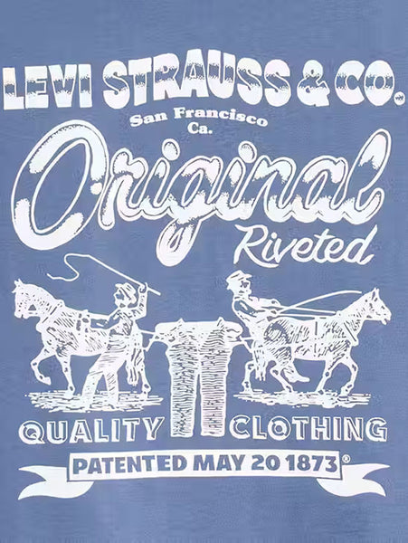 Levis 224911482 Mens Classic Graphic T-Shirt Vintage Indigo Blue graphic close up. If you need any assistance with this item or the purchase of this item please call us at five six one seven four eight eight eight zero one Monday through Saturday 10:00a.m EST to 8:00 p.m EST