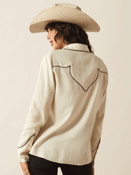 Ariat 10054775 Womens Bluebell Shirt Summer Sand Beige back view. If you need any assistance with this item or the purchase of this item please call us at five six one seven four eight eight eight zero one Monday through Saturday 10:00a.m EST to 8:00 p.m EST