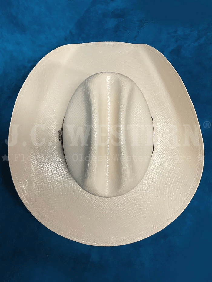 Justin JS1156BKHL4004 10X BLACK HILLS Straw Cowboy Hat Ivory side / front view. If you need any assistance with this item or the purchase of this item please call us at five six one seven four eight eight eight zero one Monday through Saturday 10:00a.m EST to 8:00 p.m EST