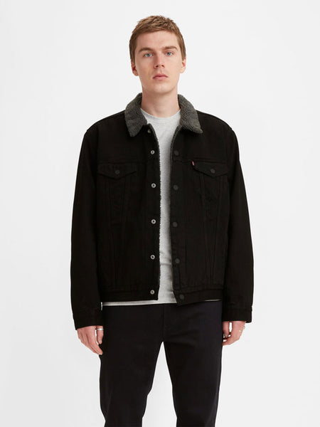 Levis 163650054 Mens Type 3 Sherpa Trucker Jacket Duvall front view. If you need any assistance with this item or the purchase of this item please call us at five six one seven four eight eight eight zero one Monday through Saturday 10:00a.m EST to 8:00 p.m EST