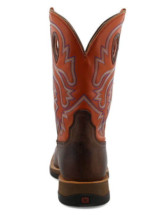 Twisted X MXW0006 Mens Tech X Work Boot Brown And Orange - A back view. If you need any assistance with this item or the purchase of this item please call us at five six one seven four eight eight eight zero one Monday through Saturday 10:00a.m EST to 8:00 p.m EST
