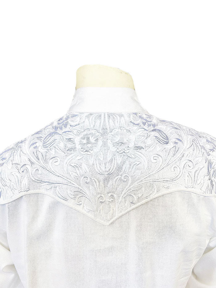 Rockmount 6859-WHT Men's Vintage Tooling Embroidered Western Shirt White front view. If you need any assistance with this item or the purchase of this item please call us at five six one seven four eight eight eight zero one Monday through Saturday 10:00a.m EST to 8:00 p.m EST