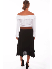 Scully HC439-BLK Womens Skirt With Crochet Band Black back view. If you need any assistance with this item or the purchase of this item please call us at five six one seven four eight eight eight zero one Monday through Saturday 10:00a.m EST to 8:00 p.m EST