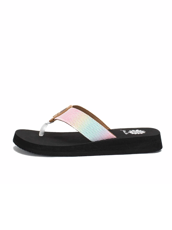 Yellow Box 52565 Womens Foliage Flip Flop Sandals White Multi side view. If you need any assistance with this item or the purchase of this item please call us at five six one seven four eight eight eight zero one Monday through Saturday 10:00a.m EST to 8:00 p.m EST