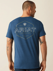 Ariat 10054773 Mens Line Frame Hex T-Shirt Denim Black Heather back view. If you need any assistance with this item or the purchase of this item please call us at five six one seven four eight eight eight zero one Monday through Saturday 10:00a.m EST to 8:00 p.m EST