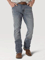 Wrangler 77MWZGL Mens Retro Slim Bootcut Jeans Greeley front view. If you need any assistance with this item or the purchase of this item please call us at five six one seven four eight eight eight zero one Monday through Saturday 10:00a.m EST to 8:00 p.m EST