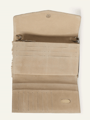 Stetson 9513000-934 Womens Spiral Suede Fringed Clutch Beige inside view. If you need any assistance with this item or the purchase of this item please call us at five six one seven four eight eight eight zero one Monday through Saturday 10:00a.m EST to 8:00 p.m EST