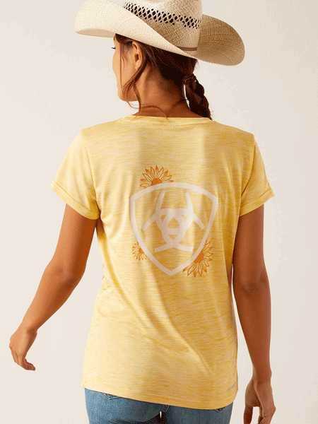 Ariat 10048738 Womens Laguna Logo Top Jojoba Yellow back view. If you need any assistance with this item or the purchase of this item please call us at five six one seven four eight eight eight zero one Monday through Saturday 10:00a.m EST to 8:00 p.m EST