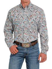 Cinch MTW1105618 Mens Long Sleeve Button Down Western Shirt Paisley Multicolor full front view. If you need any assistance with this item or the purchase of this item please call us at five six one seven four eight eight eight zero one Monday through Saturday 10:00a.m EST to 8:00 p.m EST