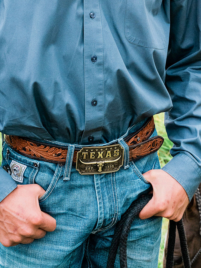 Montana Silversmiths A843 Classic Texas Longhorn Attitude Buckle front. If you need any assistance with this item or the purchase of this item please call us at five six one seven four eight eight eight zero one Monday through Saturday 10:00a.m EST to 8:00 p.m EST