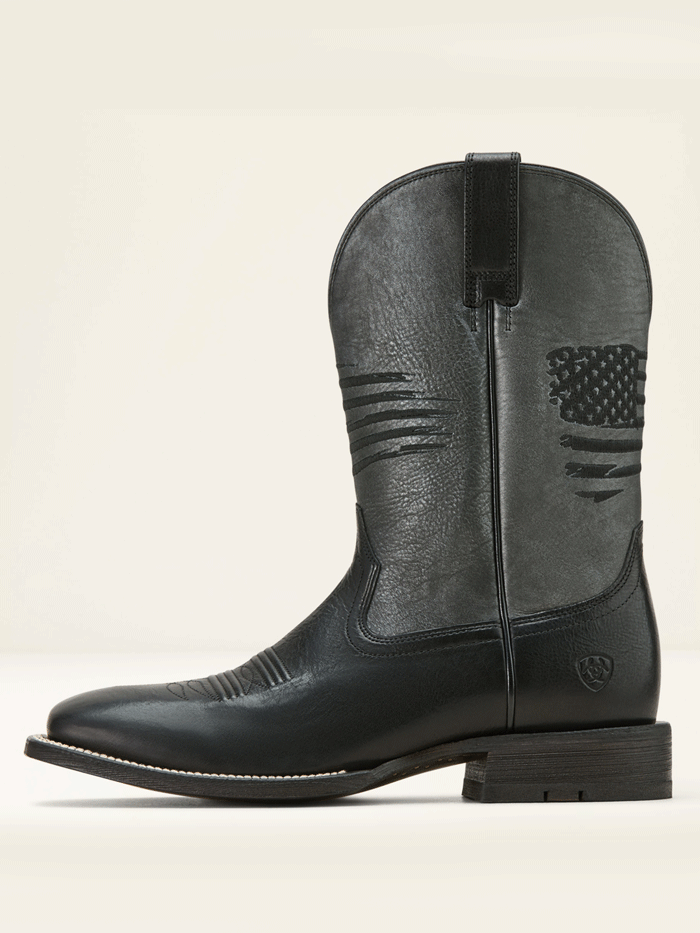 Ariat 10061191 Mens Circuit Patriot Western Boot Black Night front and side view. If you need any assistance with this item or the purchase of this item please call us at five six one seven four eight eight eight zero one Monday through Saturday 10:00a.m EST to 8:00 p.m EST

