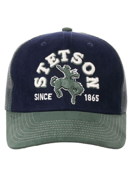 Stetson 07-077-0102-0112 Bronc Rider Embroidery Cap Navy front view. If you need any assistance with this item or the purchase of this item please call us at five six one seven four eight eight eight zero one Monday through Saturday 10:00a.m EST to 8:00 p.m EST