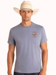 Panhandle PU21T05773 Mens Western Spirit Graphic T-Shirt Indigo Blue front view. If you need any assistance with this item or the purchase of this item please call us at five six one seven four eight eight eight zero one Monday through Saturday 10:00a.m EST to 8:00 p.m EST