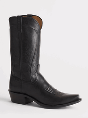 Lucchese N1597.54 Mens BART Cowhide Western Snip Toe Boot Black front and side view. If you need any assistance with this item or the purchase of this item please call us at five six one seven four eight eight eight zero one Monday through Saturday 10:00a.m EST to 8:00 p.m EST