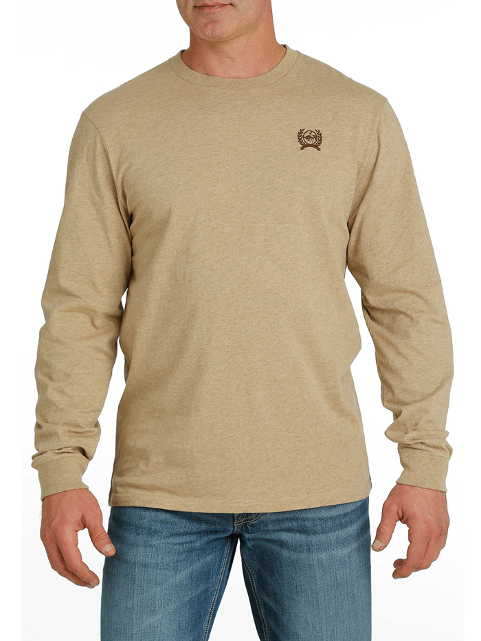 Cinch MTT1721007-KHA Mens Wild Jackass Long Sleeve Tee Khaki back view. If you need any assistance with this item or the purchase of this item please call us at five six one seven four eight eight eight zero one Monday through Saturday 10:00a.m EST to 8:00 p.m EST