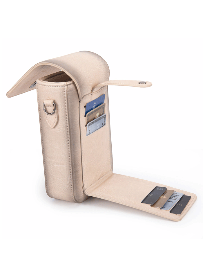 Wrangler WG118-204TN Womens Crossbody Cell Phone Purse With Back Card Slots Tan front. If you need any assistance with this item or the purchase of this item please call us at five six one seven four eight eight eight zero one Monday through Saturday 10:00a.m EST to 8:00 p.m EST

