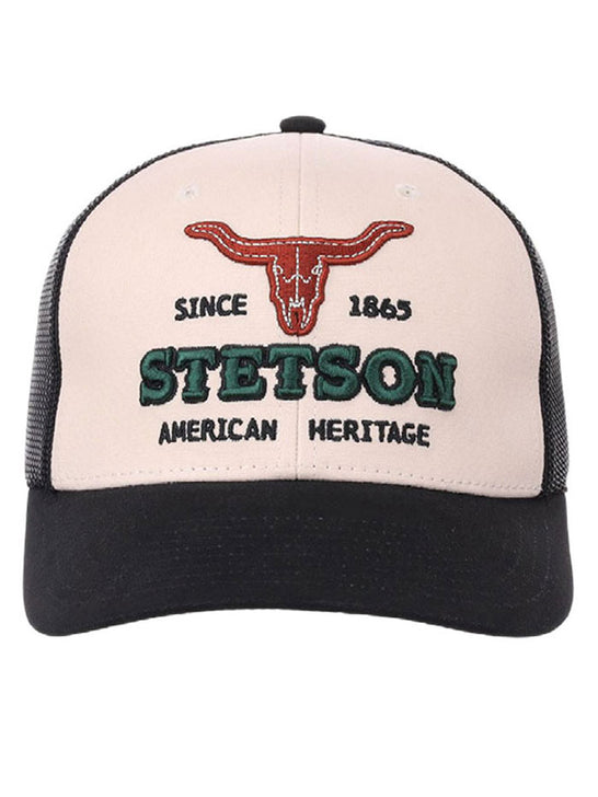 Stetson 07-077-0102-0111 Steerhead American Heritage Cap Cream front view. If you need any assistance with this item or the purchase of this item please call us at five six one seven four eight eight eight zero one Monday through Saturday 10:00a.m EST to 8:00 p.m EST