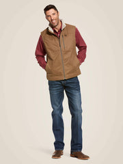 Ariat 10028416 Mens Grizzly Canvas Vest Cub Tan front view. If you need any assistance with this item or the purchase of this item please call us at five six one seven four eight eight eight zero one Monday through Saturday 10:00a.m EST to 8:00 p.m EST