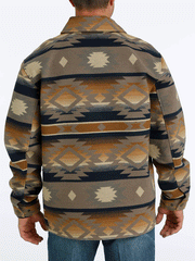 Cinch MWJ1572003 Mens Southwestern Print Frontier Coat Brown back view. If you need any assistance with this item or the purchase of this item please call us at five six one seven four eight eight eight zero one Monday through Saturday 10:00a.m EST to 8:00 p.m EST