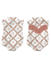 Shea Baby WRSB10 Kids Floral Boot Onesie Shirt With Fringe White front and back onesie. If you need any assistance with this item or the purchase of this item please call us at five six one seven four eight eight eight zero one Monday through Saturday 10:00a.m EST to 8:00 p.m EST