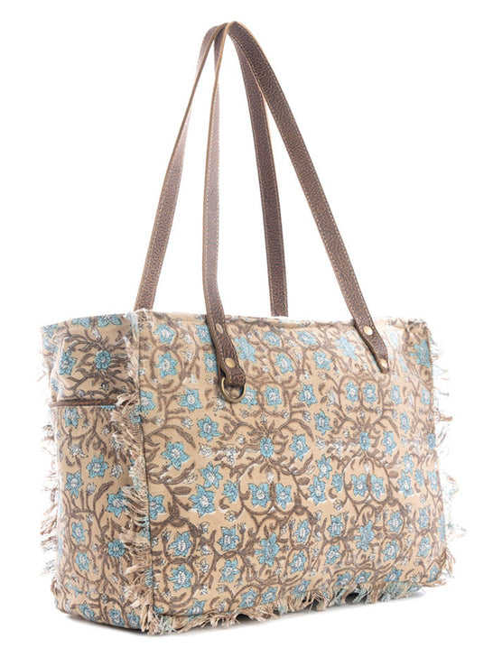 Myra Bag S-9886 Womens San Ysidro Falls Small Bag Beige front view. If you need any assistance with this item or the purchase of this item please call us at five six one seven four eight eight eight zero one Monday through Saturday 10:00a.m EST to 8:00 p.m EST