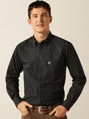 Ariat 10058994 Mens Seymour Fitted Long Sleeve Shirt Dark Grey front view. If you need any assistance with this item or the purchase of this item please call us at five six one seven four eight eight eight zero one Monday through Saturday 10:00a.m EST to 8:00 p.m EST

