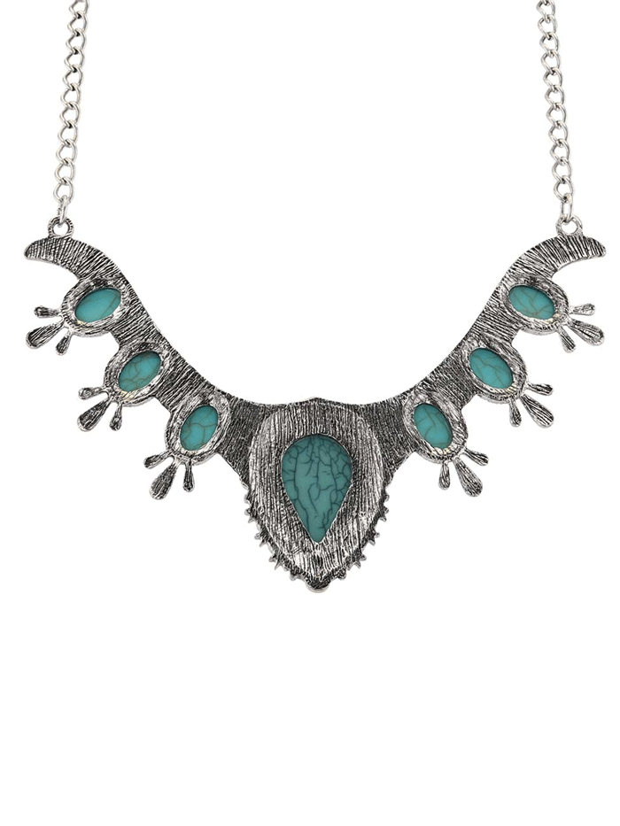 Montana Silversmiths ANC5927 Womens Turquoise Majesty Attitude Collar Necklace Silver front view. If you need any assistance with this item or the purchase of this item please call us at five six one seven four eight eight eight zero one Monday through Saturday 10:00a.m EST to 8:00 p.m EST