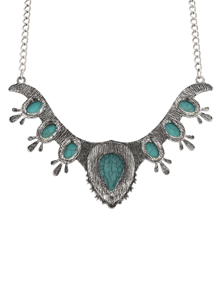 Montana Silversmiths ANC5927 Womens Turquoise Majesty Attitude Collar Necklace Silver back view. If you need any assistance with this item or the purchase of this item please call us at five six one seven four eight eight eight zero one Monday through Saturday 10:00a.m EST to 8:00 p.m EST