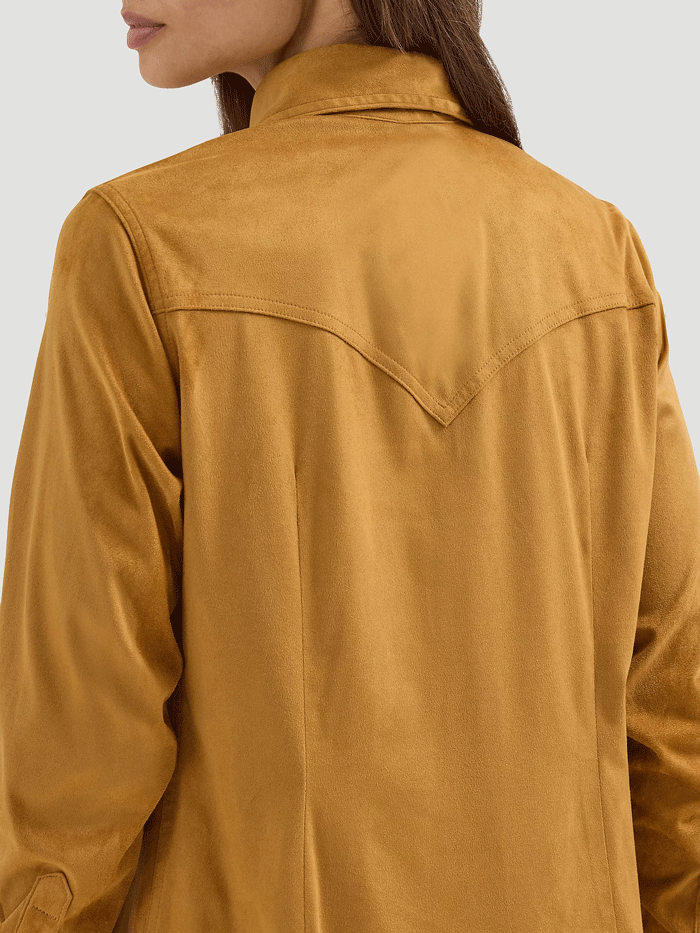 Wrangler 112360615 Womens X Lainey Wilson Fringe Snap Shirt Bronze front. If you need any assistance with this item or the purchase of this item please call us at five six one seven four eight eight eight zero one Monday through Saturday 10:00a.m EST to 8:00 p.m EST