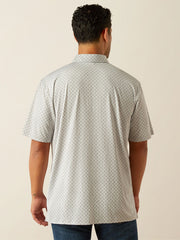 Ariat 10058838 Mens 360 Airflow Polo Micro Chip Silver back view. If you need any assistance with this item or the purchase of this item please call us at five six one seven four eight eight eight zero one Monday through Saturday 10:00a.m EST to 8:00 p.m EST