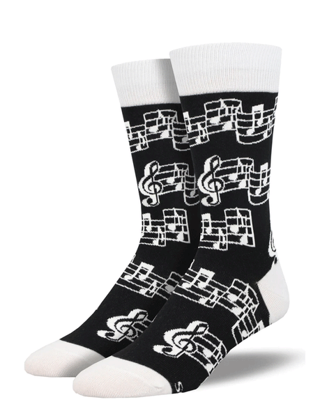 Socksmith MNC3028-BLK Mens Tuning Out Socks Black front and side view of pair. If you need any assistance with this item or the purchase of this item please call us at five six one seven four eight eight eight zero one Monday through Saturday 10:00a.m EST to 8:00 p.m EST