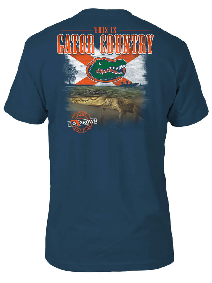 FloGrown UF-120 Florida Gators Swimming Gator Tee Cool Blue back view. If you need any assistance with this item or the purchase of this item please call us at five six one seven four eight eight eight zero one Monday through Saturday 10:00a.m EST to 8:00 p.m EST