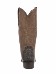 Lucchese M3105.74 Mens Carl Sanded Shark Boots Chocolate Brown full back view. If you need any assistance with this item or the purchase of this item please call us at five six one seven four eight eight eight zero one Monday through Saturday 10:00a.m EST to 8:00 p.m EST