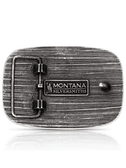 Montana Silversmiths A1049S 4-H Livestock Buckle Silver back view. If you need any assistance with this item or the purchase of this item please call us at five six one seven four eight eight eight zero one Monday through Saturday 10:00a.m EST to 8:00 p.m EST
