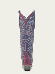Corral A4772 Ladies Chameleon Effect Embroidery And Crystals Tall Boot Blue And Red back view. If you need any assistance with this item or the purchase of this item please call us at five six one seven four eight eight eight zero one Monday through Saturday 10:00a.m EST to 8:00 p.m EST