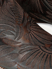 Corral A4848 Ladies Floral Petal Embroidery Square Toe Cowboy Boot Black Honey close up. If you need any assistance with this item or the purchase of this item please call us at five six one seven four eight eight eight zero one Monday through Saturday 10:00a.m EST to 8:00 p.m EST