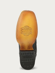 Corral A4848 Ladies Floral Petal Embroidery Square Toe Cowboy Boot Black Honey sole view. If you need any assistance with this item or the purchase of this item please call us at five six one seven four eight eight eight zero one Monday through Saturday 10:00a.m EST to 8:00 p.m EST