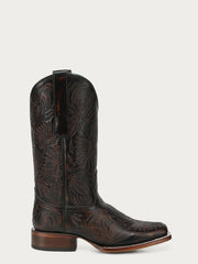 Corral A4848 Ladies Floral Petal Embroidery Square Toe Cowboy Boot Black Honey side view. If you need any assistance with this item or the purchase of this item please call us at five six one seven four eight eight eight zero one Monday through Saturday 10:00a.m EST to 8:00 p.m EST