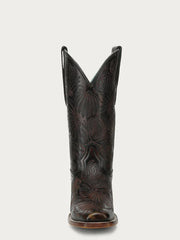 Corral A4848 Ladies Floral Petal Embroidery Square Toe Cowboy Boot Black Honey front view. If you need any assistance with this item or the purchase of this item please call us at five six one seven four eight eight eight zero one Monday through Saturday 10:00a.m EST to 8:00 p.m EST