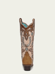 Corral A4863 Ladies Horseshoe Overlay Embroidery Snip Toe Boot Honey back view. If you need any assistance with this item or the purchase of this item please call us at five six one seven four eight eight eight zero one Monday through Saturday 10:00a.m EST to 8:00 p.m EST