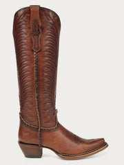 Corral A5141 Ladies Embroidery Woven And Metallic Welt Tall Boot Honey side view. If you need any assistance with this item or the purchase of this item please call us at five six one seven four eight eight eight zero one Monday through Saturday 10:00a.m EST to 8:00 p.m EST