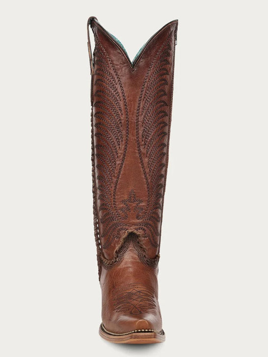 Corral A5141 Ladies Embroidery Woven And Metallic Welt Tall Boot Honey front view. If you need any assistance with this item or the purchase of this item please call us at five six one seven four eight eight eight zero one Monday through Saturday 10:00a.m EST to 8:00 p.m EST