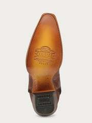 Corral A5141 Ladies Embroidery Woven And Metallic Welt Tall Boot Honey sole view. If you need any assistance with this item or the purchase of this item please call us at five six one seven four eight eight eight zero one Monday through Saturday 10:00a.m EST to 8:00 p.m EST