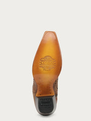 Corral Z5236 Ladies Embroidery Tall Top Snip Toe Boot Honey sole view. If you need any assistance with this item or the purchase of this item please call us at five six one seven four eight eight eight zero one Monday through Saturday 10:00a.m EST to 8:00 p.m EST
