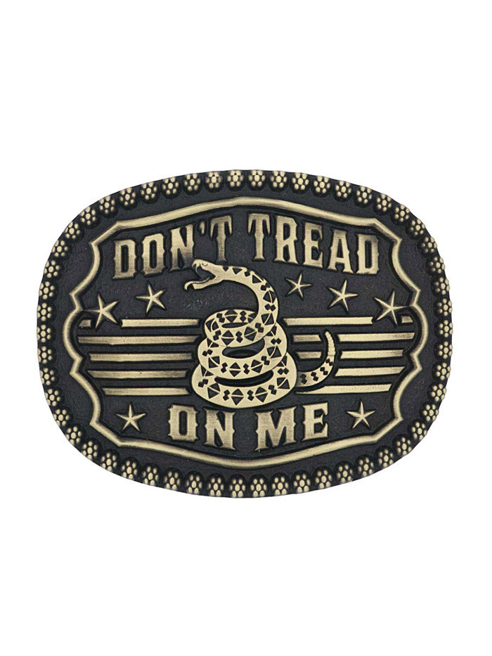 Montana Silversmiths A902 Gadsden Snake Heritage Attitude Buckle Black and Bronze front view. If you need any assistance with this item or the purchase of this item please call us at five six one seven four eight eight eight zero one Monday through Saturday 10:00a.m EST to 8:00 p.m EST
