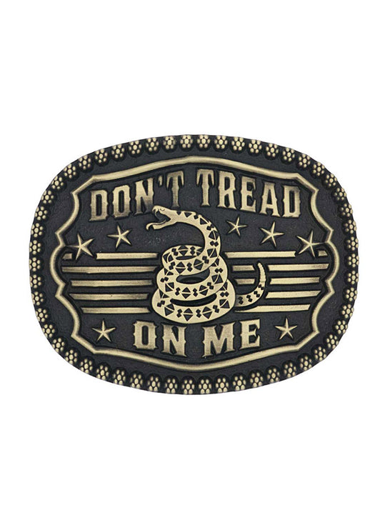 Montana Silversmiths A902 Gadsden Snake Heritage Attitude Buckle Black and Bronze front view. If you need any assistance with this item or the purchase of this item please call us at five six one seven four eight eight eight zero one Monday through Saturday 10:00a.m EST to 8:00 p.m EST
